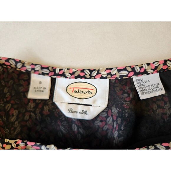 100% Silk Skirt size Large Talbots Pink Black - Picture 5 of 9